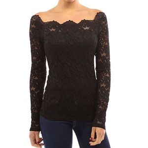 Black lace off the shoulder top